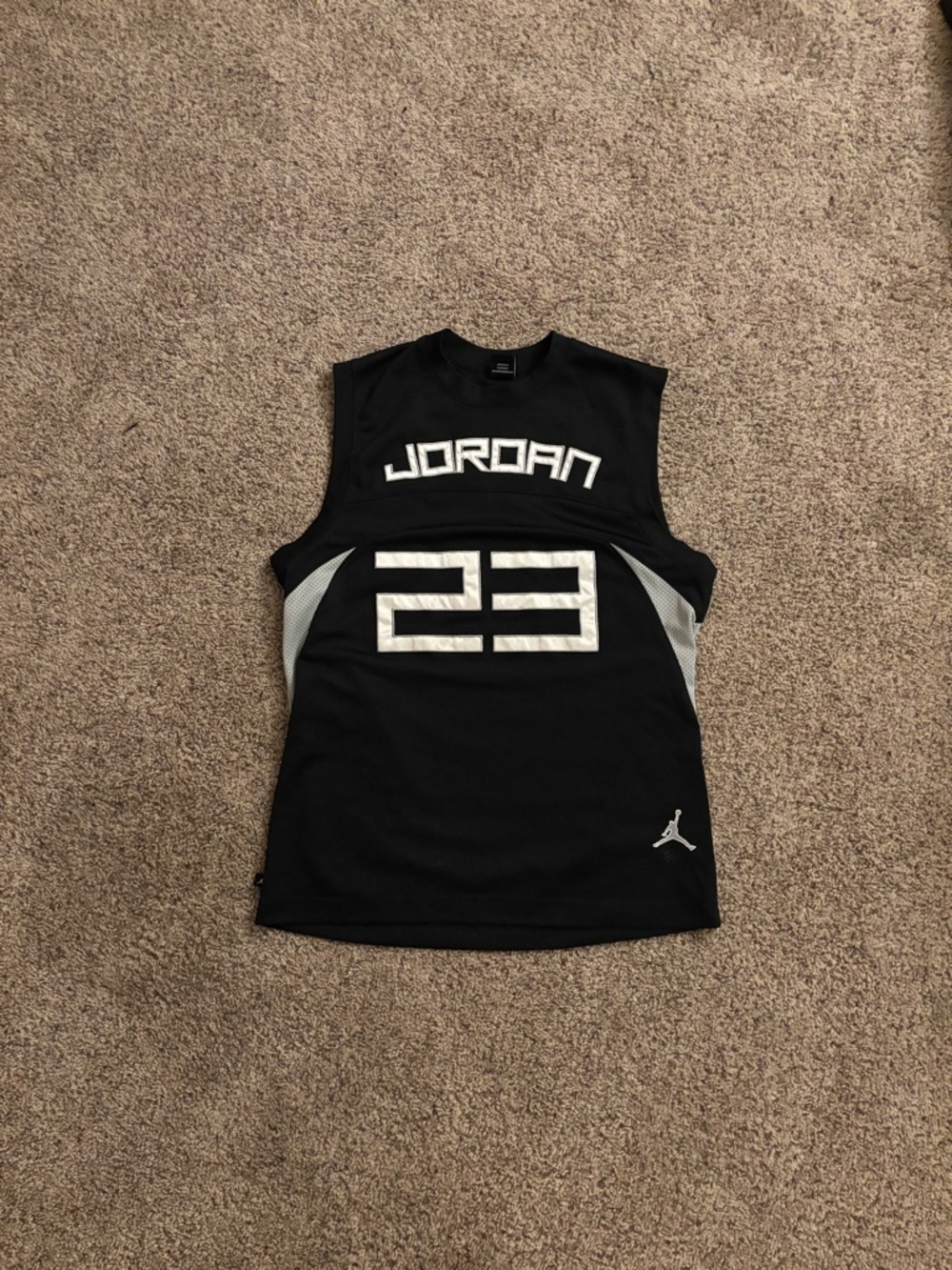 Jordan Black Basketball Jersey with White Jumpman Detailing